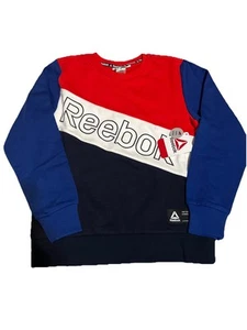 Reebok Navy Color Block Crew Neck Long Sleeve Sweatshirt Kids M(8) - Picture 1 of 5