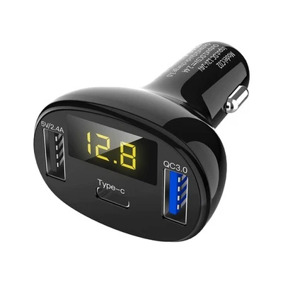 PC+ABS Type-C PD & USB & QC3.0 Mobile Devices Car Charger Dock Smart Charging - Image 1 of 4