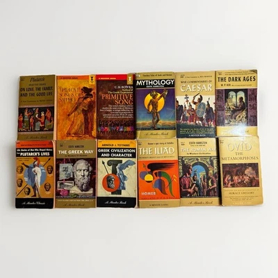 Vintage Mentor Classics Books Iliad Plutarch Homer Greek Civilization Lot of 12 Foto 1 de 4