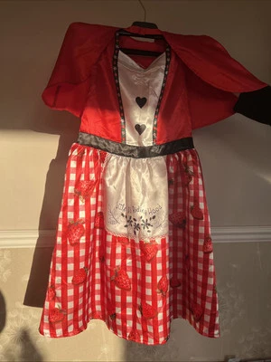 GIRLS LITTLE RED RIDING HOOD COSTUME SCHOOL BOOK WEEK 9-10 YRS DRESS CAPE APRON - Image 1 of 4