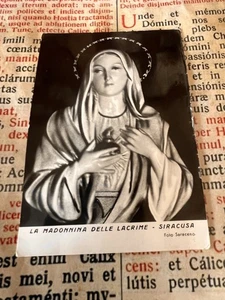 RARA RELIQUIA FOTO VERDADERA VINTAGE NUESTRA DAMA DE LAS LÁGRIMAS de Siracusa: tejido en contacto - Imagen 1 de 8