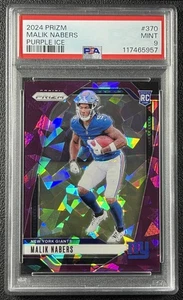 MALIK NABERS PSA 9 2024 PANINI PRIZM #370 ROOKIE PURPLE ICE RC 199/225 GIANTS - Picture 1 of 2