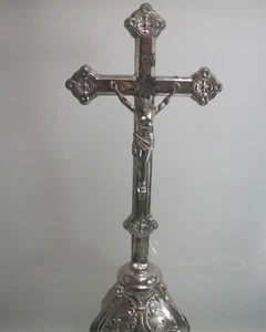 Großes Altarkreuz Kreuz Kruzifix Jugendstil 41 cm hoch  (D8) - Picture 1 of 5