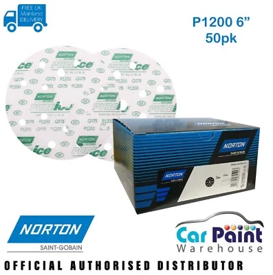 Norton P1200 6" 150mm Q175 PURE ICE Film Sanding Polishing H&L Discs 50pk