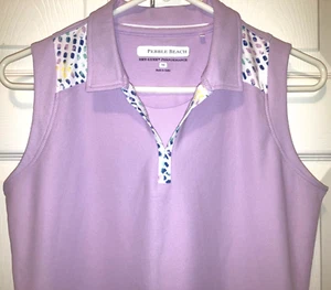 Pebble Beach Dry-Luxe Woman's Lavender Poly Spandex Polo Shirt Sz M - Picture 1 of 5