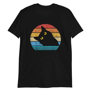 T-shirt vintage retrò nera amante del gatto simpatico gattino regalo - Foto 1 di 8