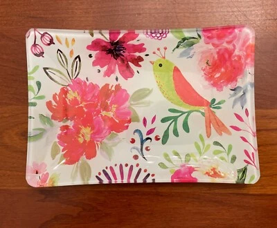 Michel Design Works Sweet Floral Melody Glass Soap Dish Trinket Tray Candy Dish - Image 1 of 4