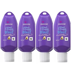4-Pack Aussie Miracle Moist 3 Min Miracle Conditioner Avocado Dry Hair Repair - Picture 1 of 3