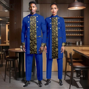 African Clothes for Couple Patchwork Women and Men's Shirt + Pants 2 Pieces Set - Picture 1 of 18