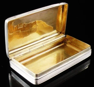 Antigua caja de tabaco de plata de ley, Francis Clark, Birmingham 1824 - Imagen 1 de 12