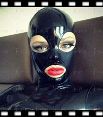 Latex Mask Hood Bassic Sexy Unisex Club Party Wear Big Eye Customized 0.4mm A87 - Image 1 of 4