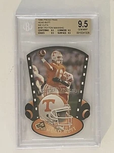 1998 Peyton Manning ROOKIE Press Pass Diecut  Head Butt #HB1 BGS 9.5 Pop 7 - Picture 1 of 3