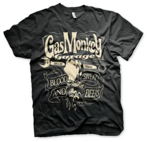 Official Licensed Gas Monkey Garage - Wrench Label Men's T-shirt S-XXL (Black) - Picture 1 of 2