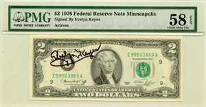 1976 5 $2 FRN Minneapolis MN Signed Actress Evelyn Keys FR#1935-I PMG AU58EPQ - Picture 1 of 2