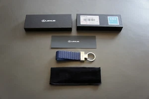 NIB Genuine Lexus Exclusive Navy Leather Stainless Steel Keychain 12CNC-L2100-20 - Picture 1 of 9