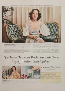Merle Oberon 1941 Woodbury Crema Impresión Anuncio Vintage Efímero Arte de Pared Decoración - Imagen 1 de 1