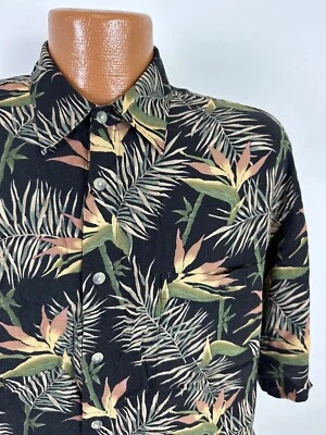 Bird of Paradise Hawaiian Shirt Men Large Bamboo Palm Leaf Pierre Cardin FLAW - Image 1 of 4