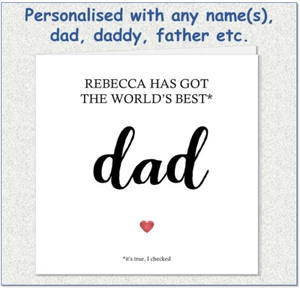 Personalised Fathers Day Card World's Best Dad Daddy Father Funny Card  - Picture 1 of 6
