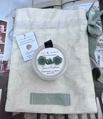 LUNA NORTE 14kT PLATED BRASS GREEN AVENTURINE EARRINGS  - Image 1 of 4