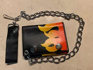 Triple cadena de camionero para motociclistas - billetera de cuero grueso negro cuero de vaca - Imagen 1 de 4