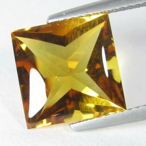 2.60Cts Deluxe Natural Citrine 8.2mm Princess Cut Gemstone From Brazil Ref-VIDEO - Picture 1 of 4