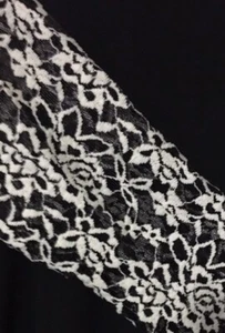 NUEVO CON ETIQUETAS ~ LuLaRoe Randy ~ ENCAJE GRANDE NEGRO ~ NEGRO CREMA Floral MANGAS DE ENCAJE UNICORNIO - Imagen 1 de 3