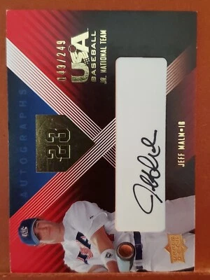 2008 USA Baseball Junior National Team Signatures Black #9 Jeff Malm AUTO / 249 - Image 1 of 2