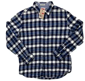 Levi's Flannel Button Up Plaid Shirt Blue Men's Size XXL Slim NWT B7 - Picture 1 of 10