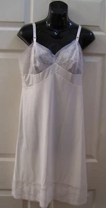 Vintage Vanity Fair Women's Size 36 White Full Slip Knee Length Inlaid Lace - Picture 1 of 13