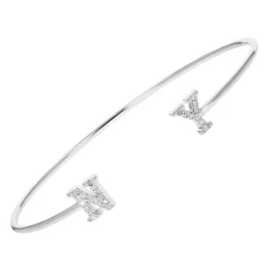 0.15 ct Diamond Bangle Bracelet for Women .925 Sterling Silver Rhodium New York - Picture 1 of 7