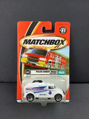 Matchbox 2001 Police #51 Police Robot Truck White Opening Side Door Diecast ☆ - Image 1 of 4