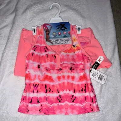JUEGO DE NATACIÓN ZEROXPOSUR NIÑAS JÓVENES CONJUNTO DE NATACIÓN 3 PIEZAS TALLA L 14 ROSA Y NARANJA NUEVO Foto 1 de 4