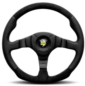 Genuine Momo Dark Fighter 350mm black leather and alcantara steering wheel. - Picture 1 of 4