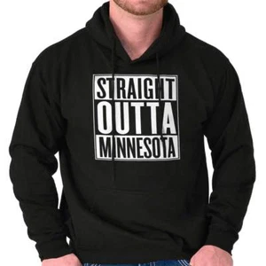 Straight Outta Minnesota Funny MN Vacation  Adult Long Sleeve Hoodie Sweatshirt - Picture 1 of 9