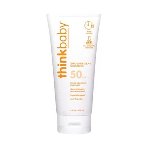 Thinkbaby Sunscreen SPF 50 Mineral Based Reef Safe Broad Spectrum 6 Ounce - Picture 1 of 6
