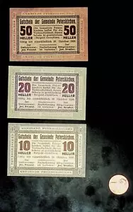 1920 Austria PETERSKIRCHEN 50 20 10 billete luminoso/dinero de emergencia - Imagen 1 de 2