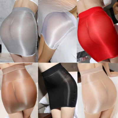 Sexy Damen Mini Rock Glanz Durchsichtig Stretch Minirock Bleistiftkleid Babydoll - Bild 1 von 4