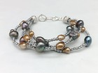 bracciale donna multifilo perle barocche naturali argento 925 ematite