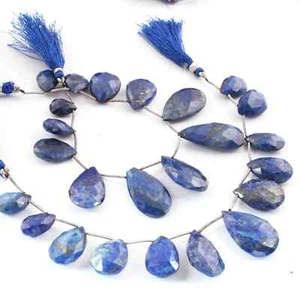 1 Strand Lapis Lazuli Faceted Pear Shape Briolettes - Pear shape Beads - 13mm - Picture 1 of 3