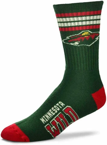 For Bare Feet Minnesota Wild  4-Stripe Deuce Socks 10-13 Shoe Size FREE SHIPPING Cover