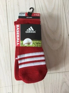 Adidas Unisex Baseball Confezione da 2 Calzini Climalite Medium Rosso - Foto 1 di 8