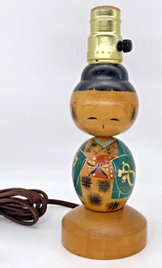 Lamp Kokeshi Wooden Doll Lacquerware - No Shade No Bulb - Recently Rewired - Picture 1 of 11