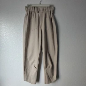 Meone Womens Pants Size XS Beige Elastic waist Patch pockets Raw hem Paper bag - Picture 1 of 6