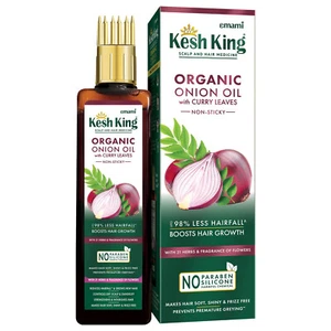 Kesh King Organic Onion Oil With Curry Leaves Reduces Hair Fall - 100 ML - F S - Picture 1 of 7