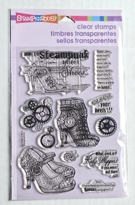 Estampendos ZAPATOS STEAMPUNK ~ Zapatillas Rubí Tacones Oz Frases ENGRANAJES Estampillas Transparentes - Imagen 1 de 3