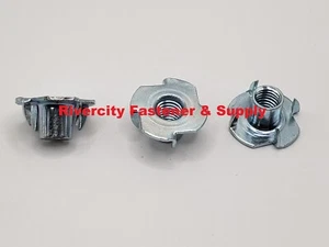 (50) M10-1.5 T-Nuts Zinc Plated Steel M10x1.5 Metric wood 4 prong T Nut 10mm Nut - Picture 1 of 5