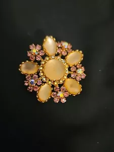 VINTAGE KRAMER OF NEW YORK ROSA STUFEN Kristall STRASS BROSCHE - Bild 1 von 8