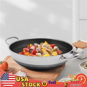 32cm Stainless Steel Pan Round Non-stick Pan For All Hobs W/ Lid-carrying Handle - Picture 1 of 17
