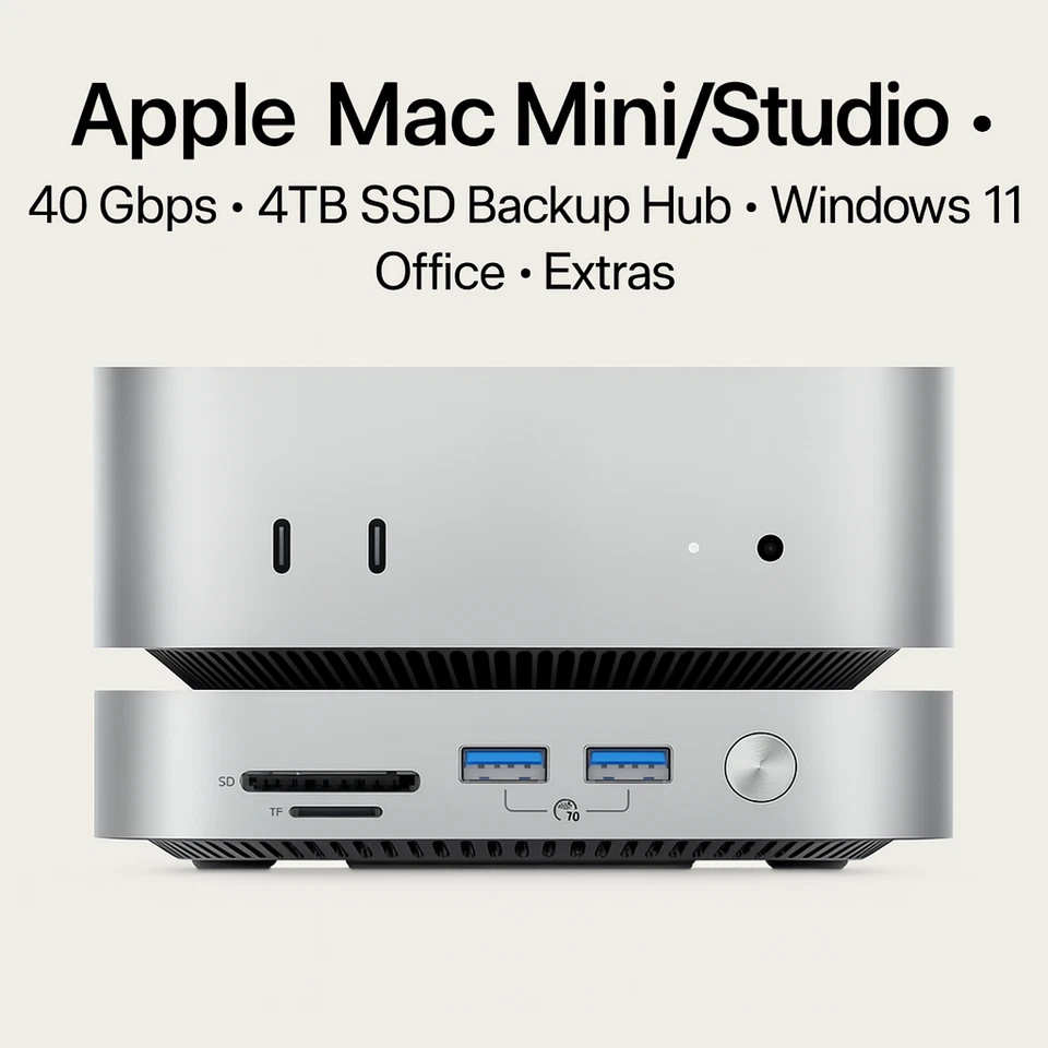 Apple Mac Mini M4 68.6cm 4K Monitor 32GB RAM 2TB SSD Ständer Windows Extras