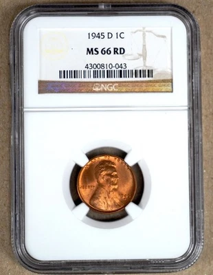 1945-D LINCOLN WHEAT CENT NGC MS66RD 810043 - Image 1 of 2